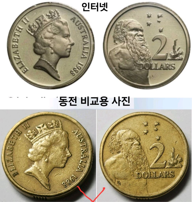 발행특년 여왕 동전 HH 2달러 호주 주화 1988 이미지