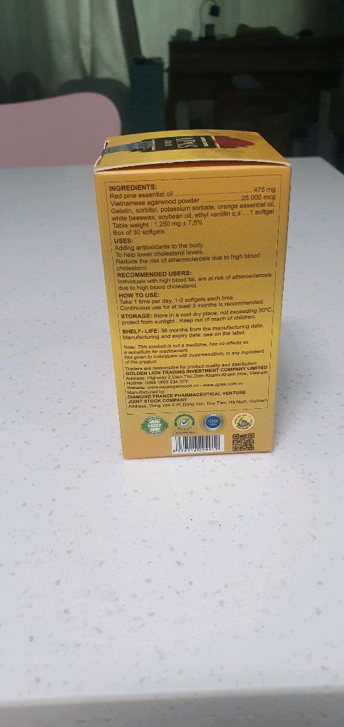APAS GOLD 로얄 아가우드 침향 소프트젤 30캡슐 이미지