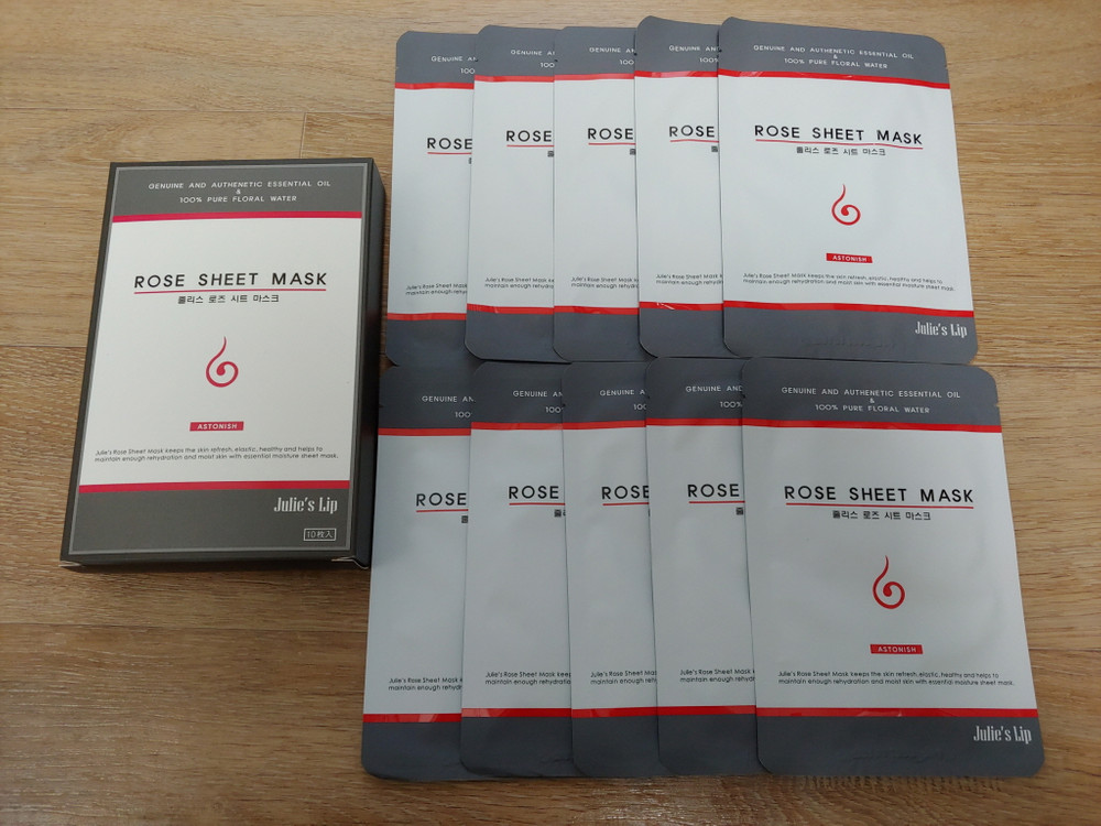 줄리스립 마스크팩 로즈 20매 미개봉 새제품 줄리스 로즈 시트 마스 모공수축팩 수분공급팩 이미지