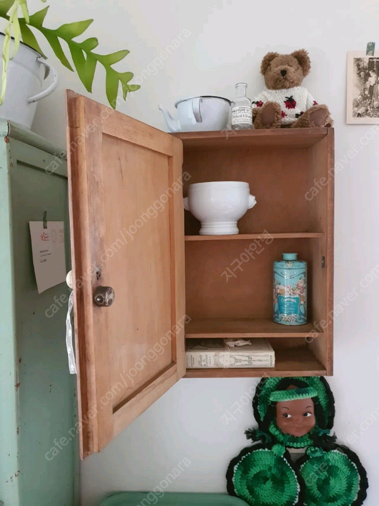 영국 빈티지 파인우드 선반장 약장 카페인테리어소품 이미지