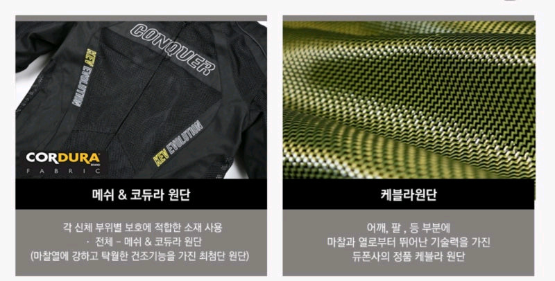 [신품] 컨쿼 콜하버 메쉬자켓 -케블라- 이미지