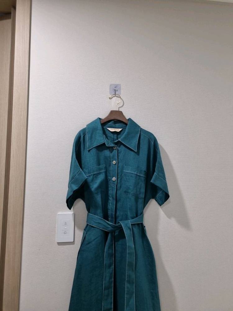 까사렐 린넨 혼방 에메랄드 원피스 이미지