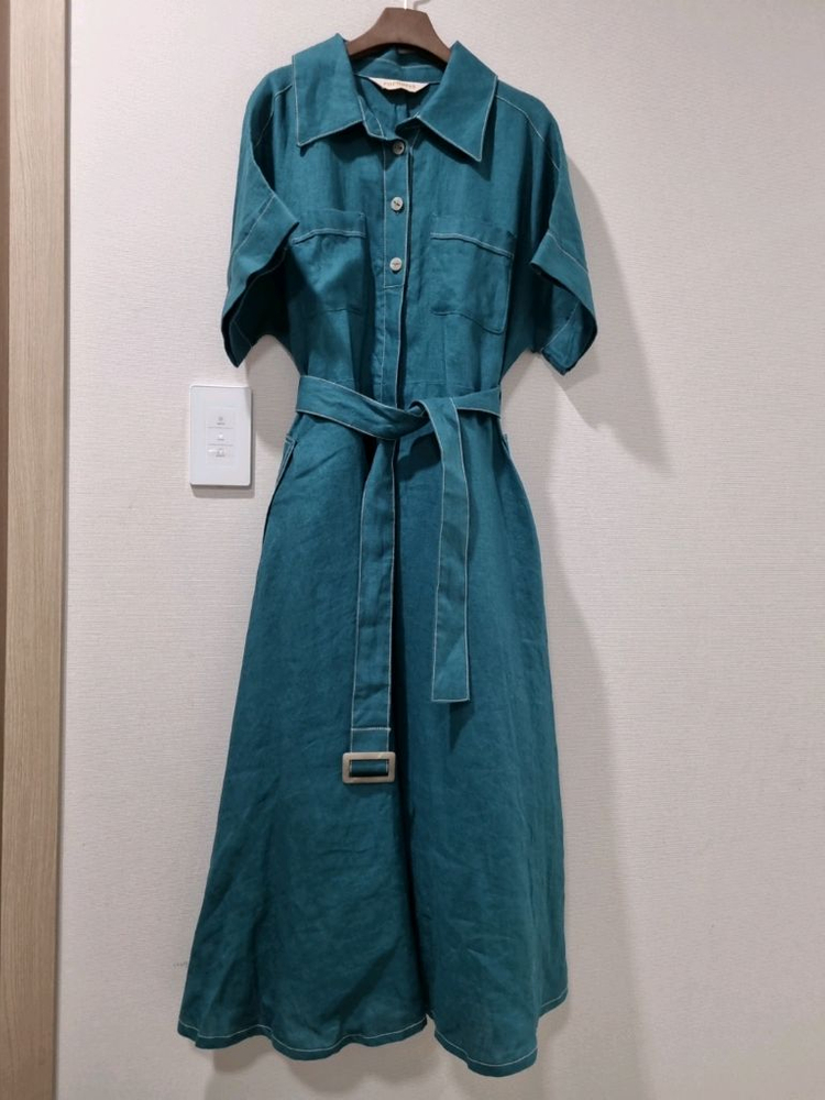 까사렐 린넨 혼방 에메랄드 원피스 이미지