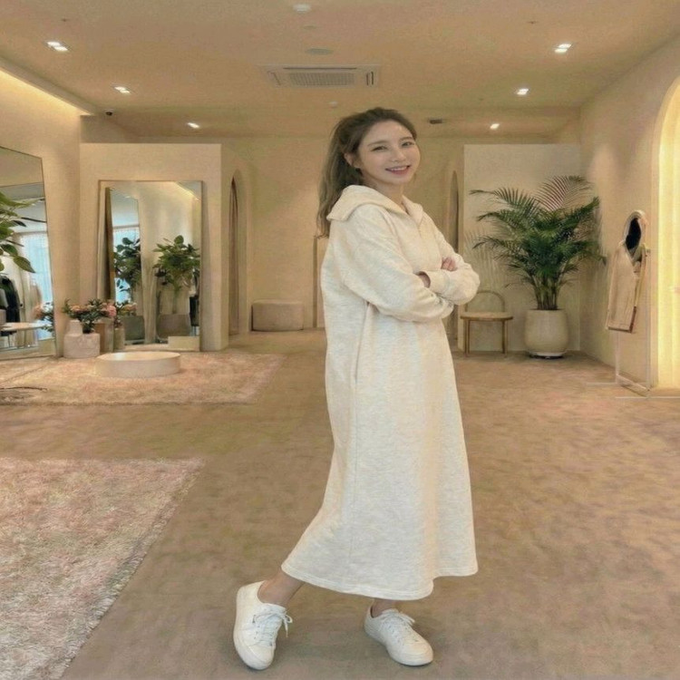 빅카라 반집업 롱 원피스, 봄가을 꾸안꾸 홈웨어 데일리룩ㅡ무배--3