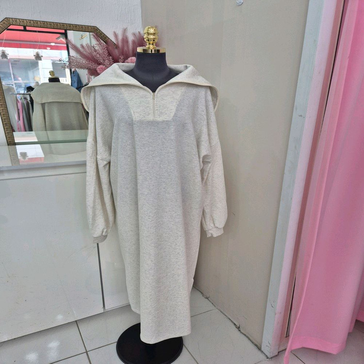 빅카라 반집업 롱 원피스, 봄가을 꾸안꾸 홈웨어 데일리룩ㅡ무배--7