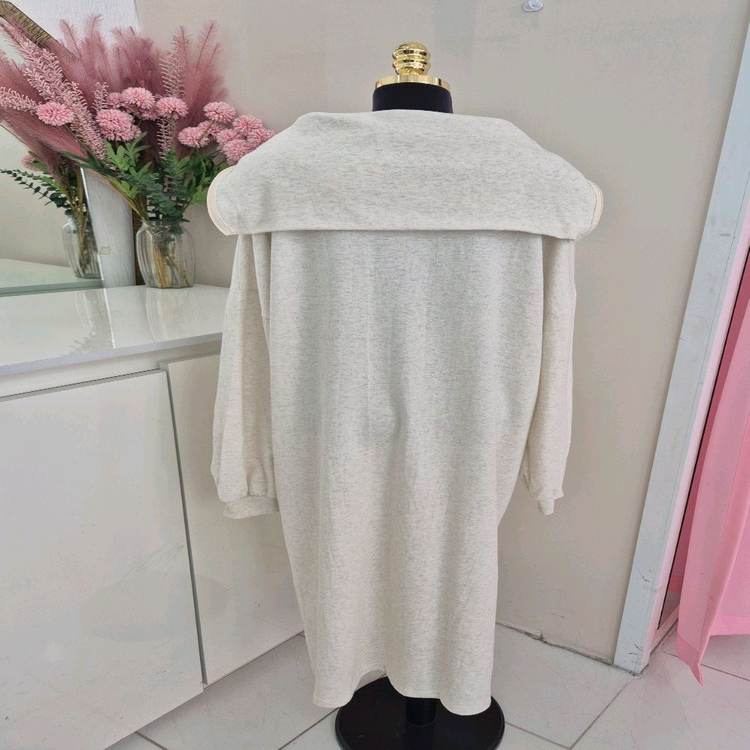 빅카라 반집업 롱 원피스, 봄가을 꾸안꾸 홈웨어 데일리룩ㅡ무배--8