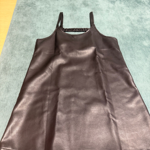 블랙 레더 미니 원피스