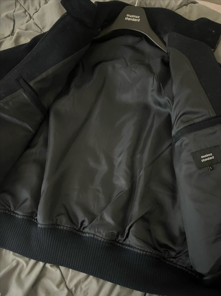 무탠다드 울 블렌드 해링턴자켓 네이비 L 이미지