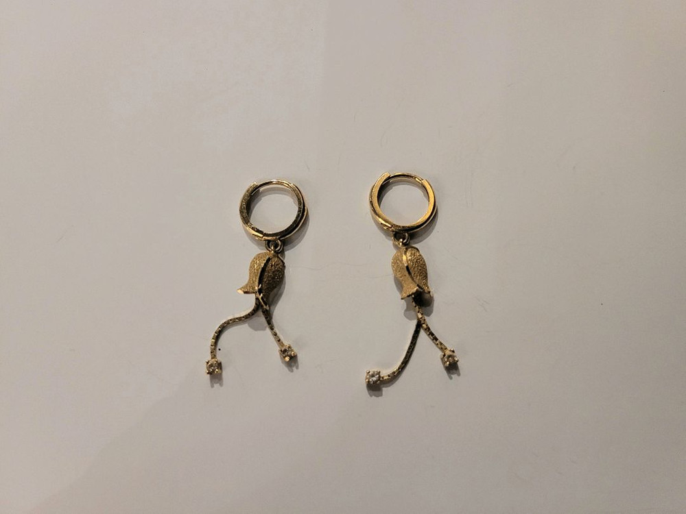 여성)14k 장미 펜던트 귀걸이 이미지