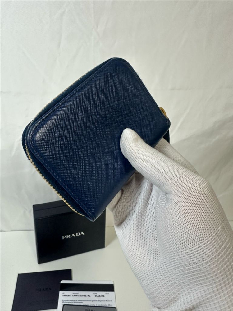 프라다 지퍼 카드지갑 딥블루(OS)--5