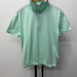 정품) 랑방 한섬 민트색 반집업 퍼프 기능성 반팔 40