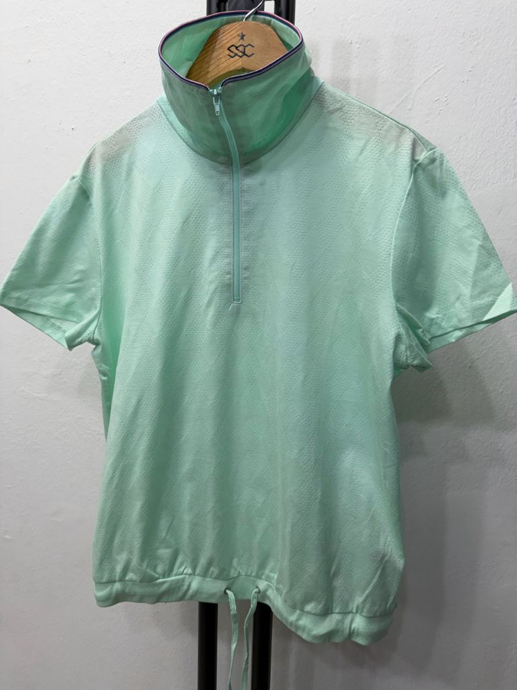정품) 랑방 한섬 민트색 반집업 퍼프 기능성 반팔 40--2