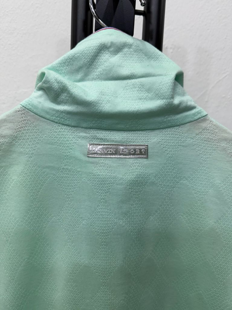 정품) 랑방 한섬 민트색 반집업 퍼프 기능성 반팔 40--5