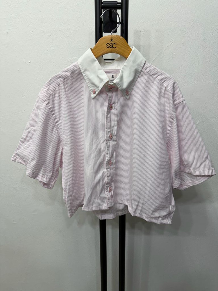 정품) 랑방 한섬 오버핏 크롭 스트라이프 셔츠 이미지