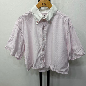 정품) 랑방 한섬 오버핏 크롭 스트라이프 셔츠