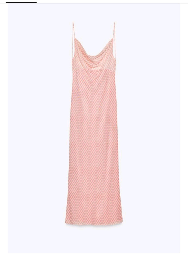 새제품 zara 자라 프린트 튤 캐미솔 원피스 핑크 원피스--2