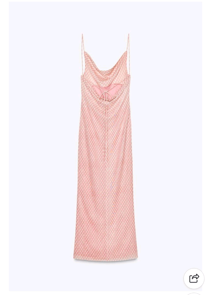 새제품 zara 자라 프린트 튤 캐미솔 원피스 핑크 원피스--3