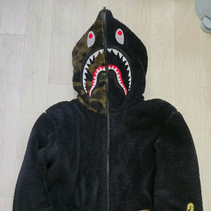 베이프 샤크 후드집업 후리스 보아털 플리스 패딩자켓 점퍼 XL 105 이미지