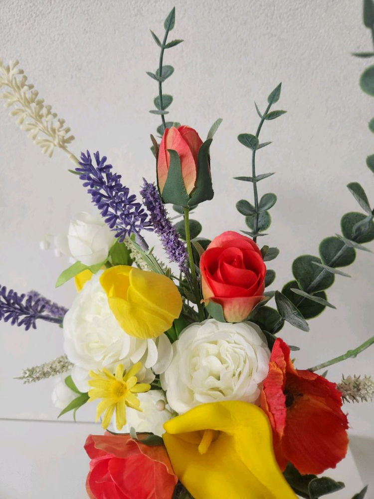 새상품)풍성한 리얼장미 조화 부케 이미지