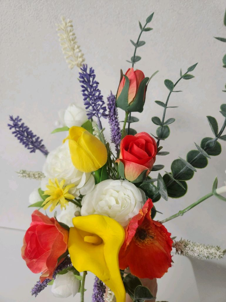 새상품)풍성한 리얼장미 조화 부케 이미지