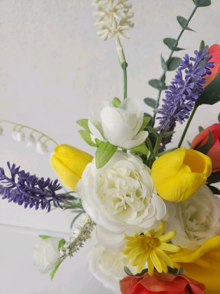 새상품)풍성한 리얼장미 조화 부케 이미지