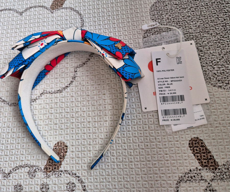 베베드피노 플라워 리본 플라워 블루 헤어밴드 프리사이즈--1