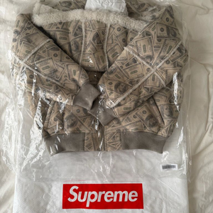 슈프림 x MM6 메종 마르지엘라 후드 셔링 봄버 자켓 머니 이미지