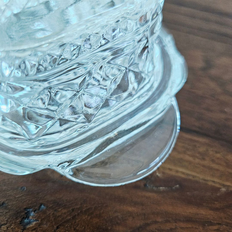 빈티지 앵커 호킹 1/4 파운드 커버 버터 접시 투명 유리 다이아몬드 이미지