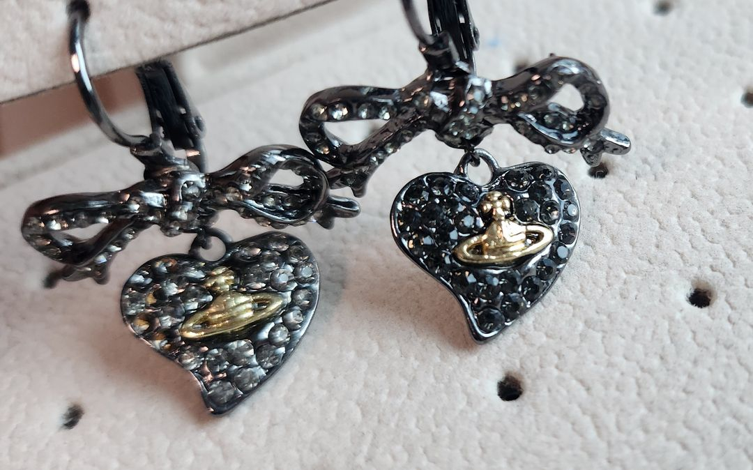 우주선 행성 귀걸이 하트드롭 귀걸이 흑도금 귀걸이 무료--3