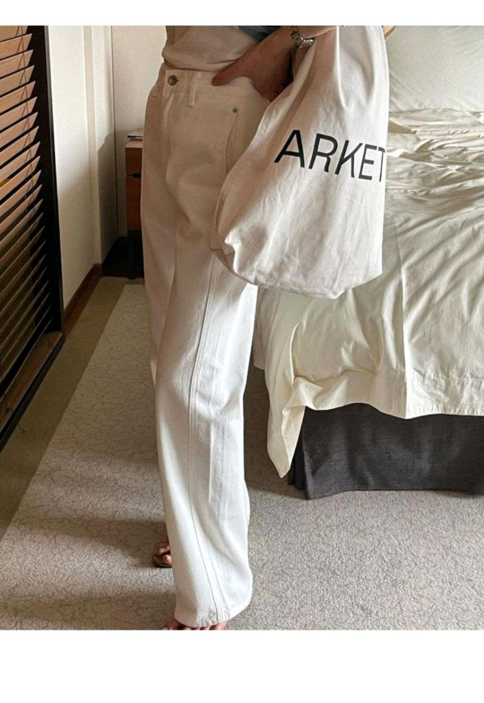 브론즈 여성의류 데님 아이보리팬츠 미듐 이미지