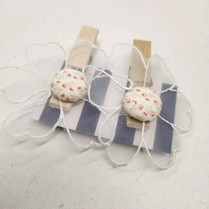 구매자나눔) 꽃무늬 단추 나무 집게 세트