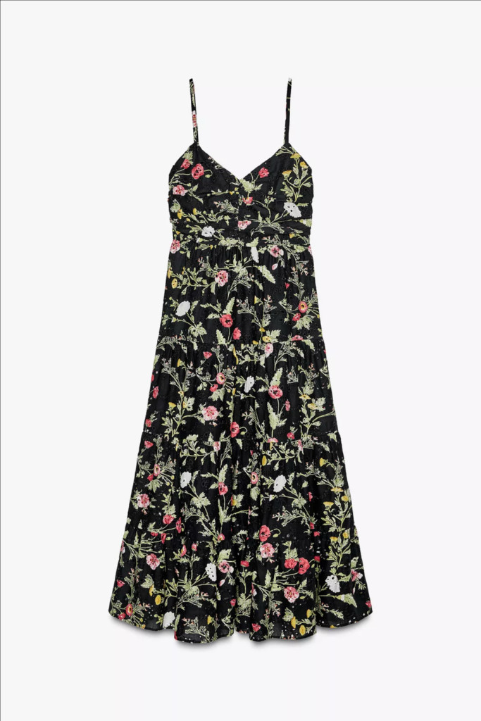 zara 자라 펀칭 자수 패턴 미디 원피스 새상품--5