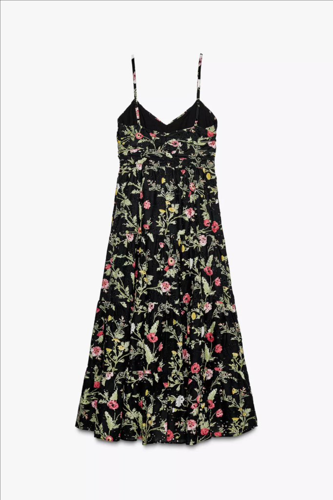 zara 자라 펀칭 자수 패턴 미디 원피스 새상품--6