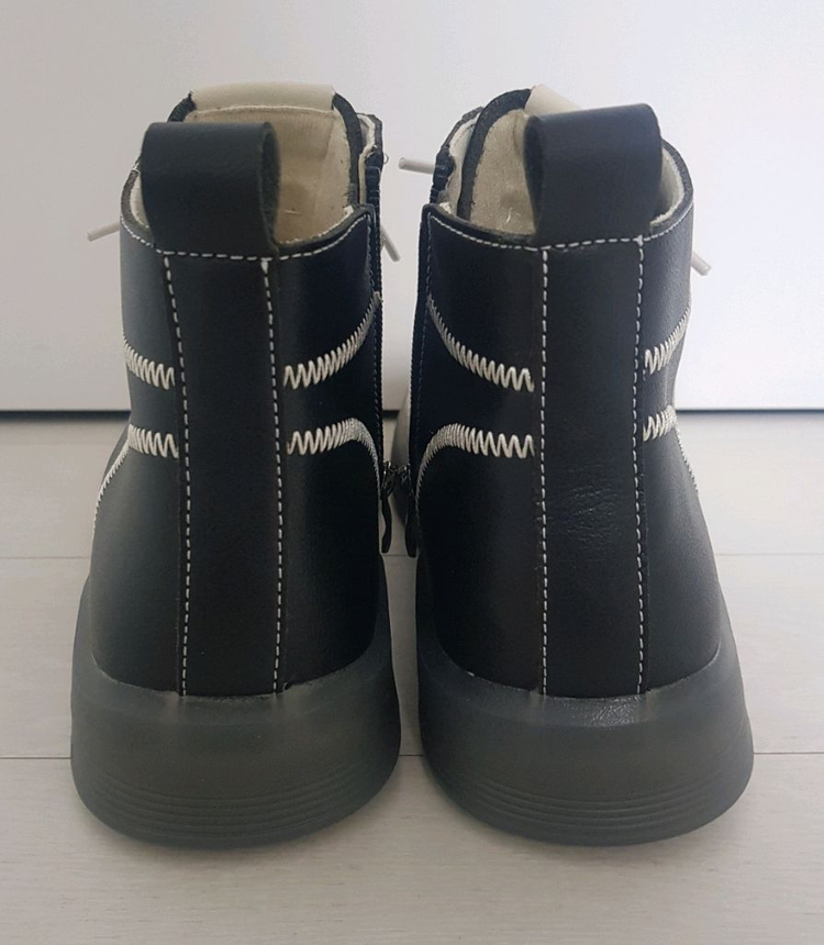 검정색 워커 부츠 검정 하이탑 캐주얼 부츠 천연 가죽 부츠 블랙 부츠 다용도 패션 부츠 지퍼 부츠 235 새상품--9