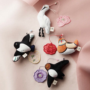 아모레 길조 인형 마그넷 키링 원앙 까치 2세트 일괄