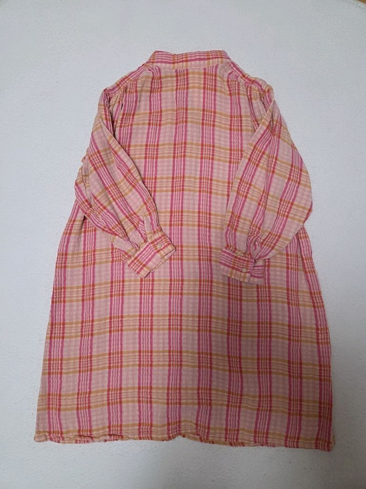 (새상품) 여아 보세 핑크 체크 롱 원피스 (8-9세) 이미지