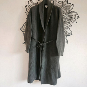 너구리털 니트코트 66 카키색 이미지