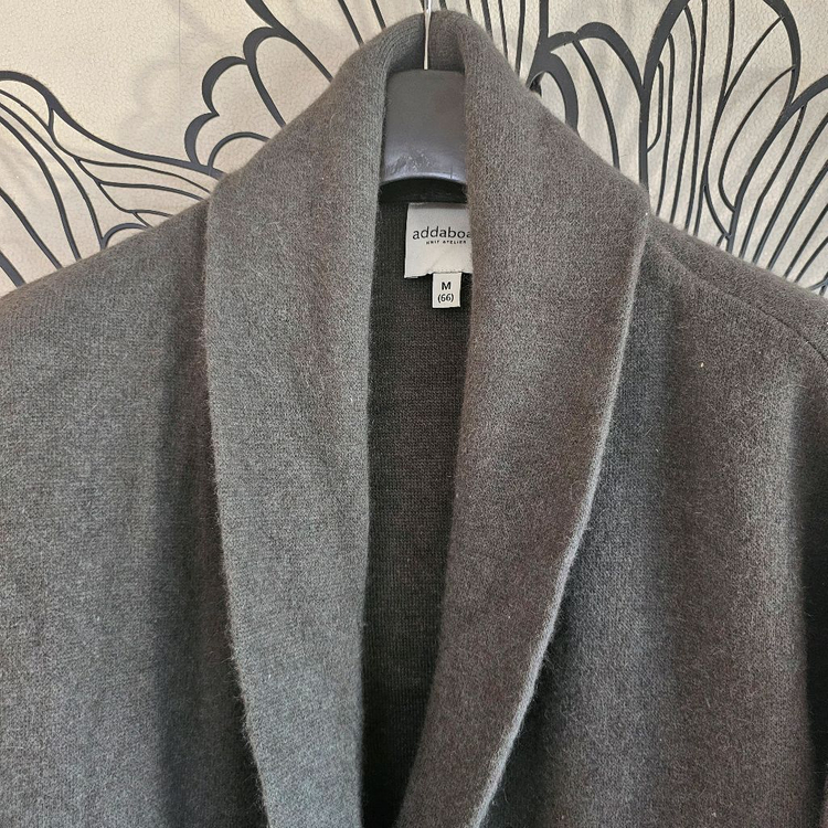 너구리털 니트코트 66 카키색 이미지