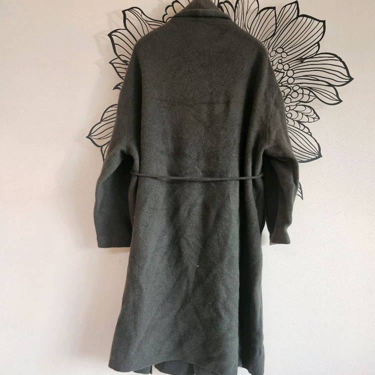 너구리털 니트코트 66 카키색 이미지