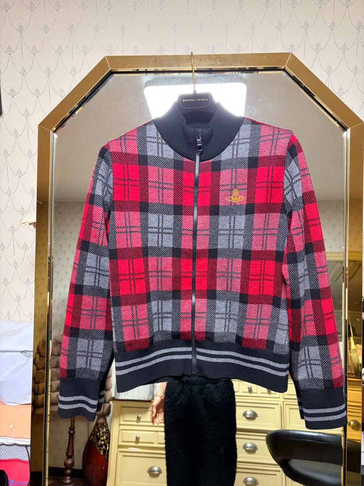 비비안웨스트우드 체크 집업 가디건--0