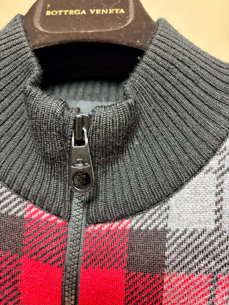 비비안웨스트우드 체크 집업 가디건--1