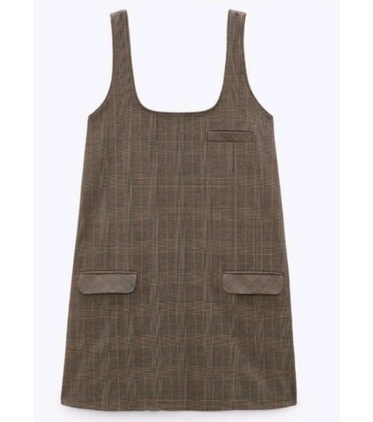 L) ZARA 자라 체크 원피스--1