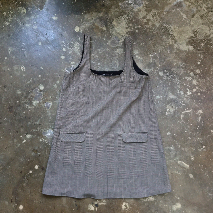 L) ZARA 자라 체크 원피스--2