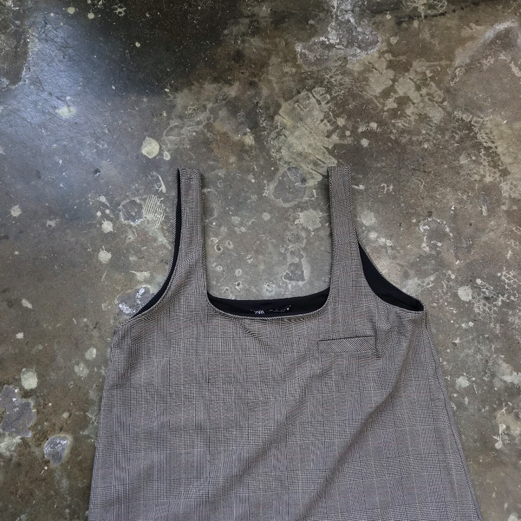 L) ZARA 자라 체크 원피스--3