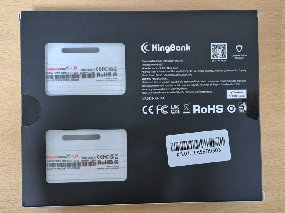 킹뱅크 DDR5 32GB ( 16GB x2) 6000MHz CL26 화이트 RGB 하이닉스 A다이 램--1