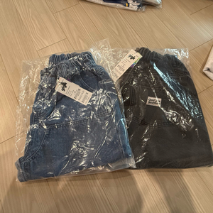 히로glgk 데님컷팅5부팬츠 블루.그레이130