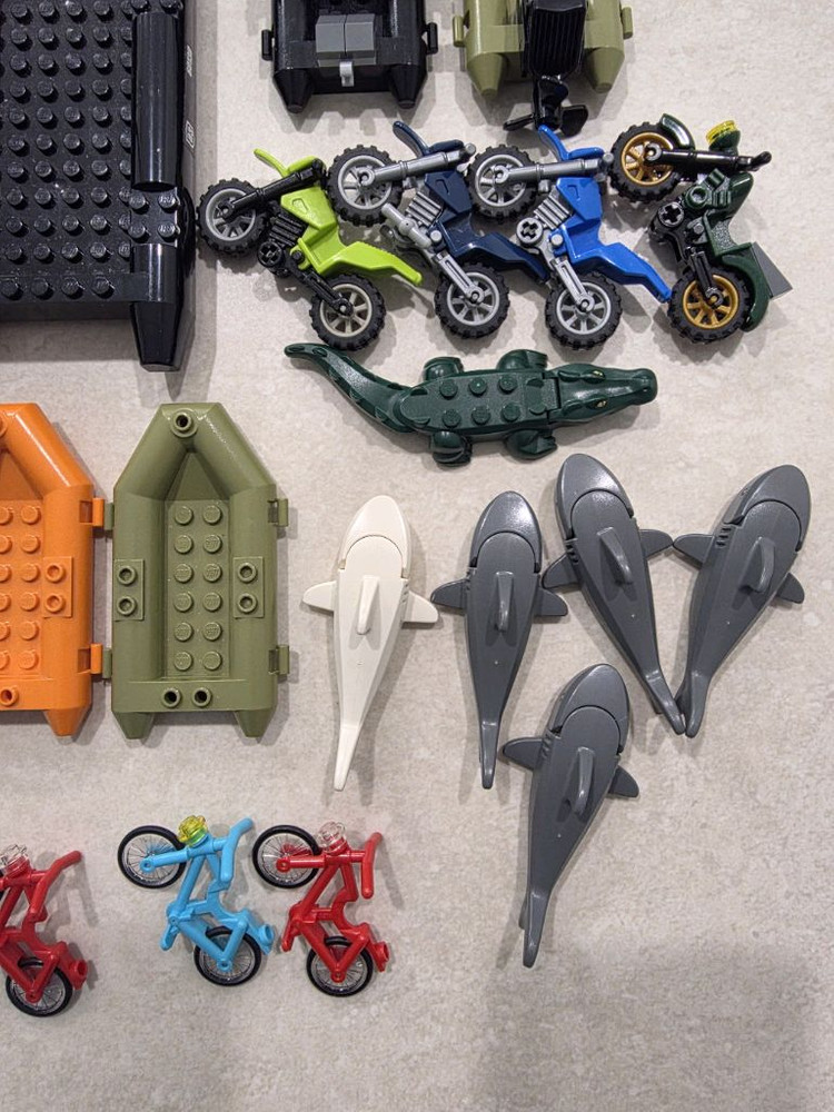 레고 큰보트/작은보트/상어/악어/오토바이/자전거 판매 이미지