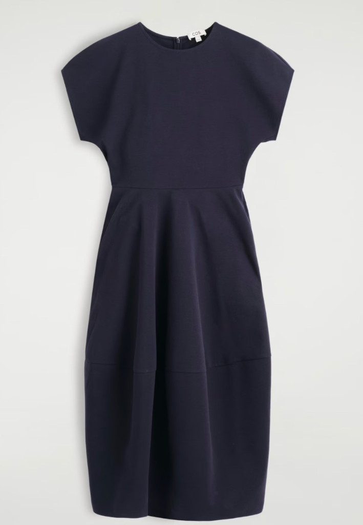 코스 스컬프티드 코튼 미디 원피스 네이비 S (택포)--1
