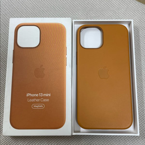 아이폰13미니 정품 가죽 케이스 골드브라운 단순개봉 팝니다 이미지
