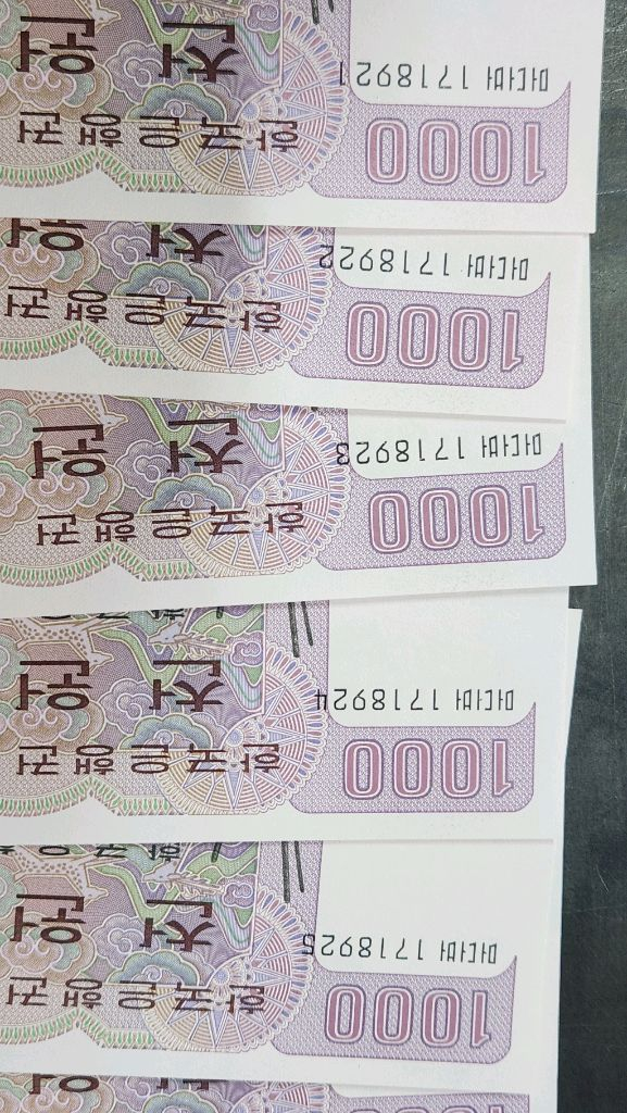 구권 천원 지폐 연번 15장 미품 이미지